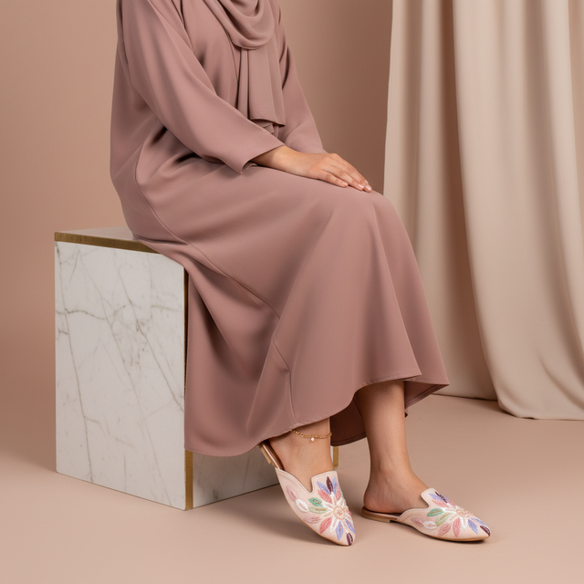 Rose Flat Handcrafted Slides | S327F-R