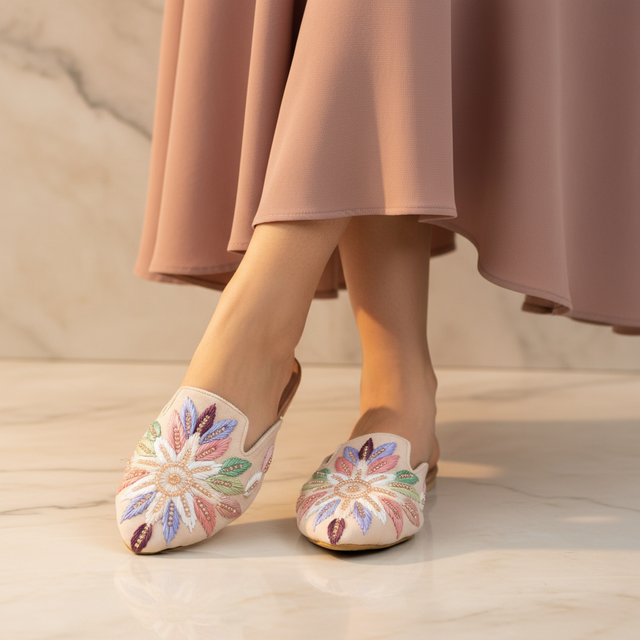 Rose Flat Handcrafted Slides | S327F-R