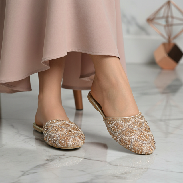 Rose Flat Drapes Style Slippers | S332F-R