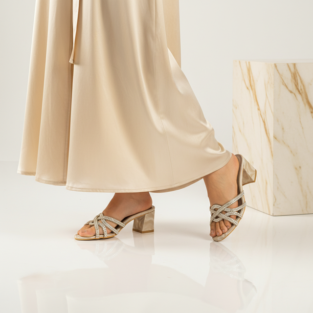 Nude 2in Sculpted Block Heel Luxury Sandals | S334H-N