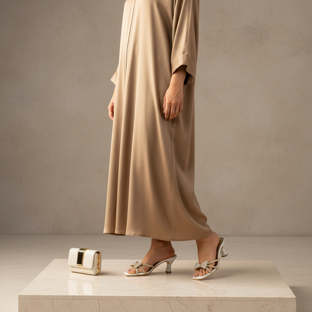 Nora Cream 3in Flared Heel Bow Mule Sandals | S344H-C