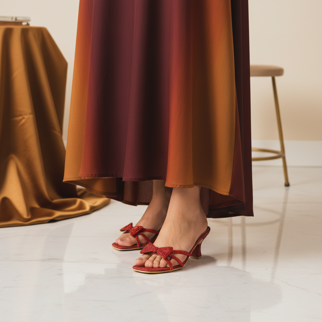 Red Heel Bow Mule Sandals | S344H-RED