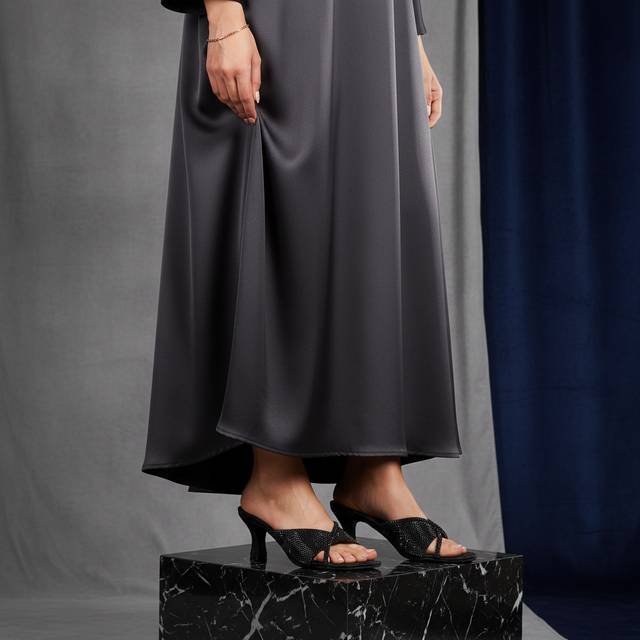 Black Heel Strappy Sandals | S346H-B