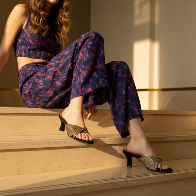 Brown Heel Strappy Sandals | S346H-BR