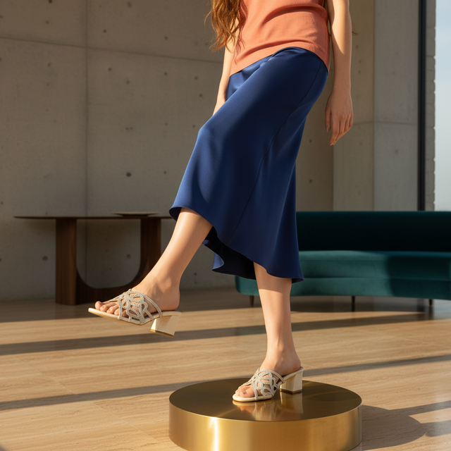 Cream Heel Traditional Sandals | S353H-C