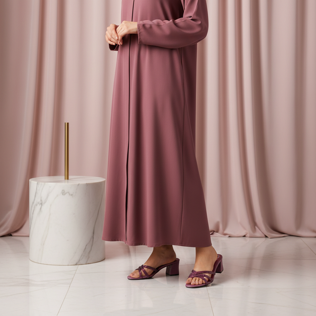 Purple Heel Cross Design Slip-On Sandals | S355H-PRP