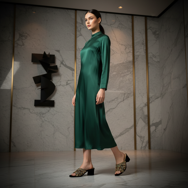 Gold Flat Traditional Mule Sandals | S358H-G