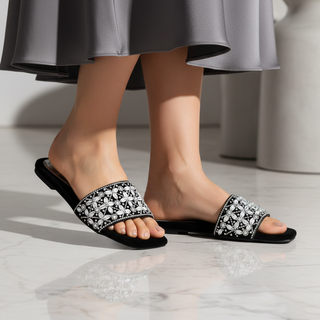 Silver Flat Modern Slides | S359F-S