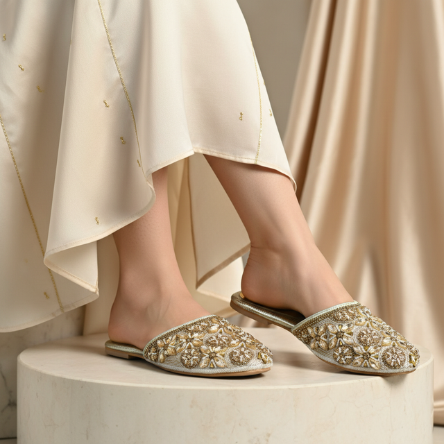 Cream Flat Luxury Slip Ons | S366F-C