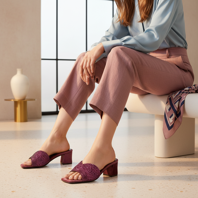 Burgundy Flat Trending Mule Sandals | S368H-PRP