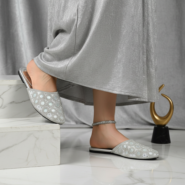 Silver Flat Button Style Slides | S371F-S