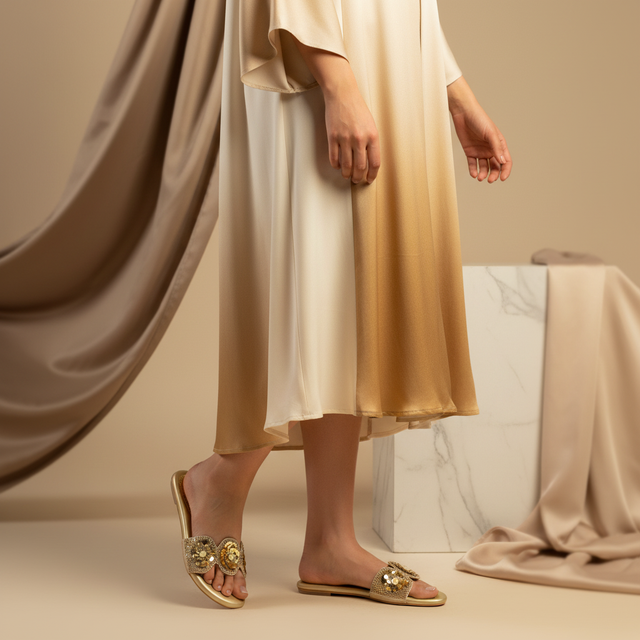 Gold Flat Sequin Slides | S380F-G