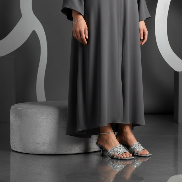 Smoke 1.5in Kitten Heel Classic Sandals | S385H-SMK