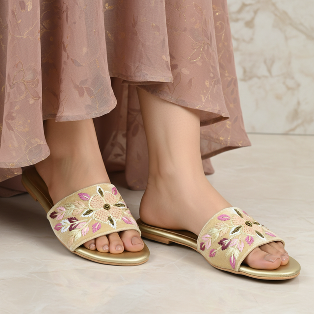 Gold Flat Everyday Slides | S387F-G