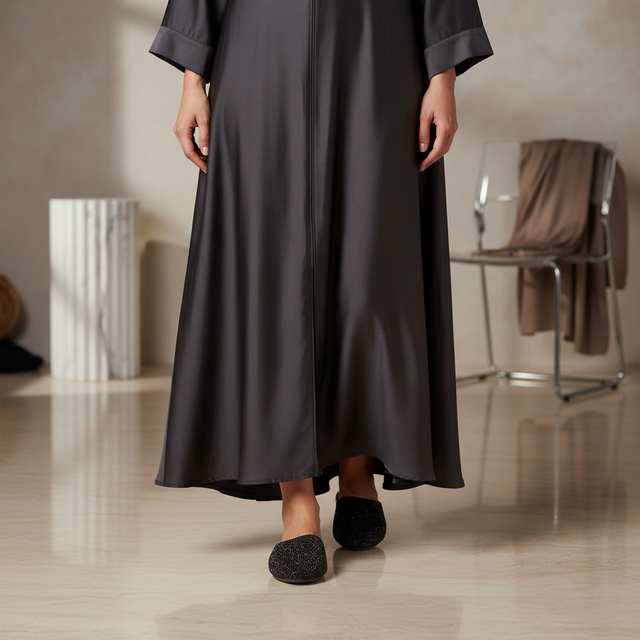 Salwa Black Flat Handcrafted Slippers | S84F-B