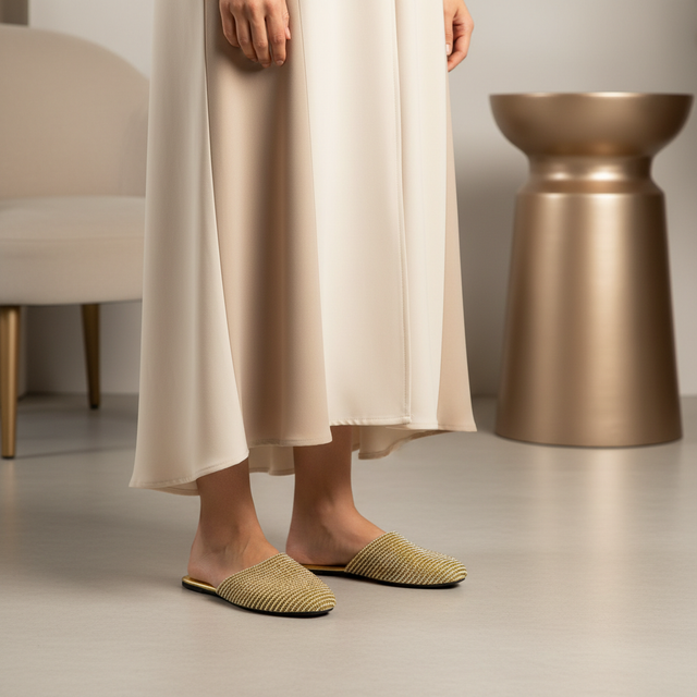 Gold Flat Basic Slippers | S38F-G