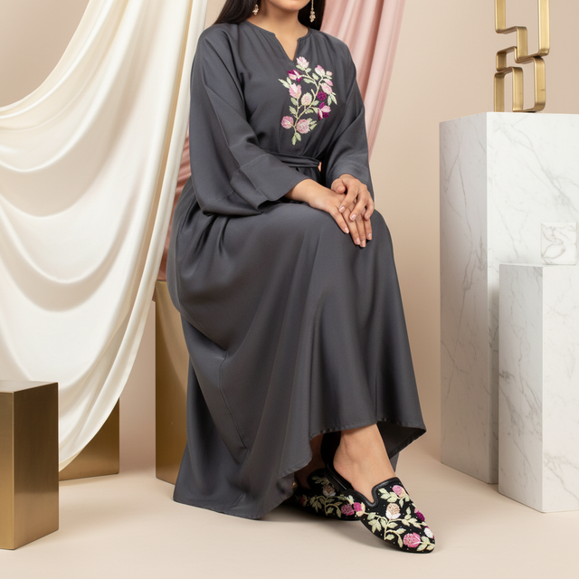 Black Flat Artisanal Slippers | S391F-B