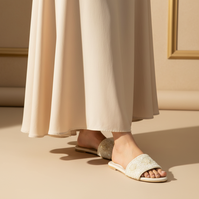 White Flat Artistic Slip Ons | S394F-W