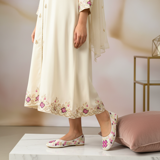 Cream Flat Ballet Shoes | S396F-C