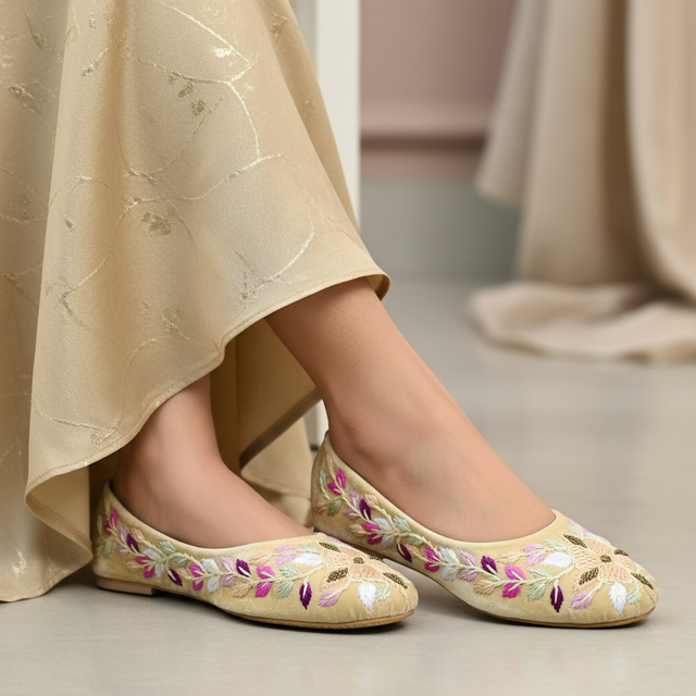Gold Flat Ballet Shoes | S396F-G