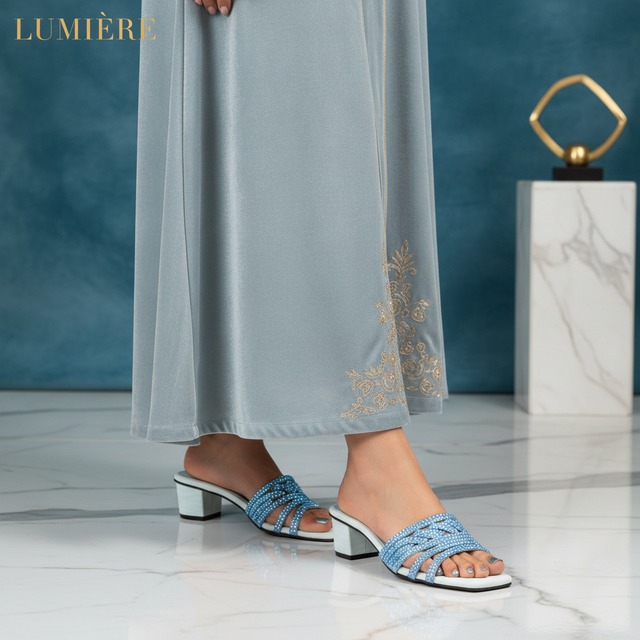 Salwa Baby Blue 2in Block Heel Handcrafted Sandals | S84H-BBL