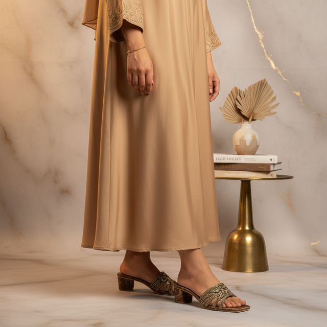 حذاء سلوى بكعب S84H - بني