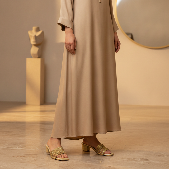 Salwa Gold 2in Block Heel Handcrafted Sandals | S84H-G