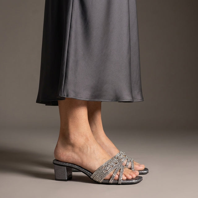 Salwa Grey 2in Block Heel Handcrafted Sandals | S84H-GR
