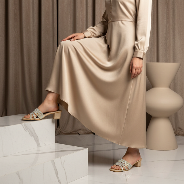 Salwa Glitter Gold 2in Block Heel Handcrafted Sandals | S84H-GRB
