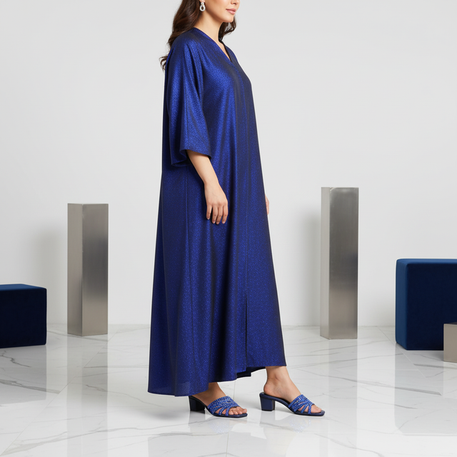 Salwa Glitter Navy Blue 2in Block Heel Handcrafted Sandals | S84H-NVYR