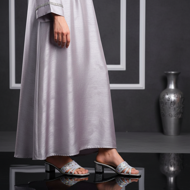Salwa Glitter Silver 2in Block Heel Handcrafted Sandals | S84H-SR