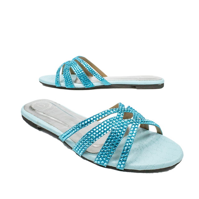 Layal Enchanting Baby Blue Flat Slippers