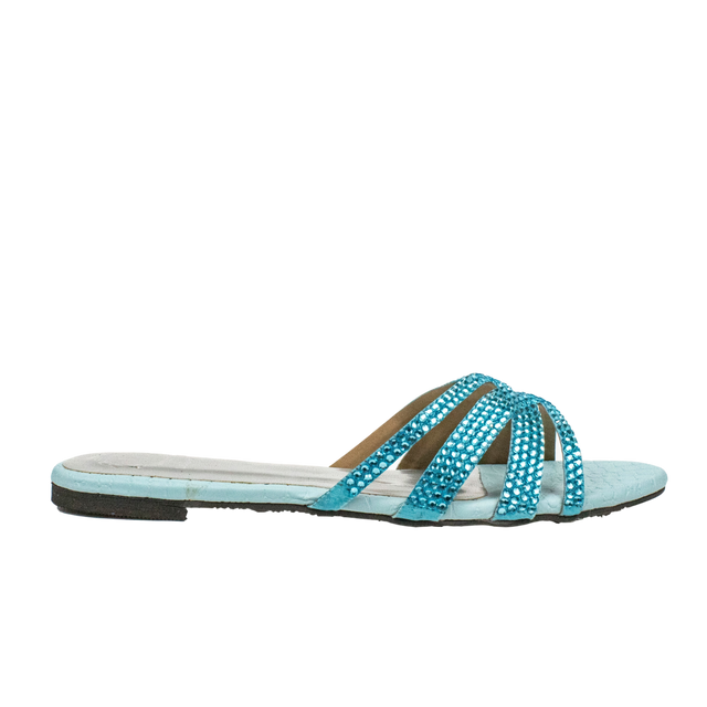 Layal Enchanting Baby Blue Flat Slippers