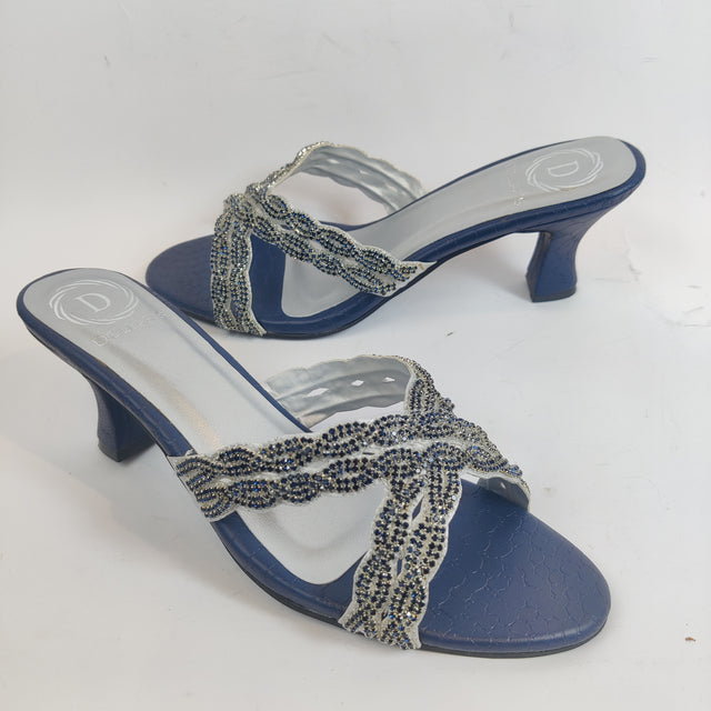 Nadia Elevated Navy Blue Pencil Heel Sandals