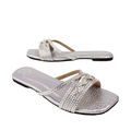 Sarah Handcrafted Silver Flat Sandals