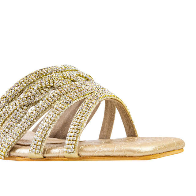 Glamorous Light Gold Block Heel Sandals