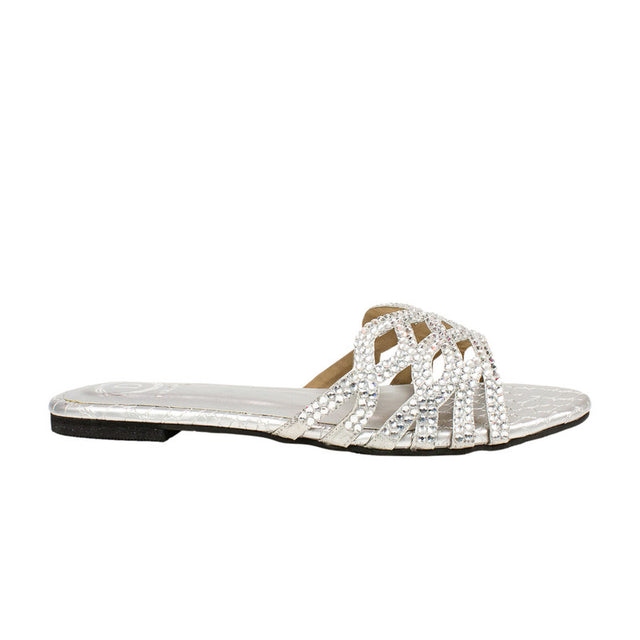 Nayla Feminine-chic Silver Flat Slippers