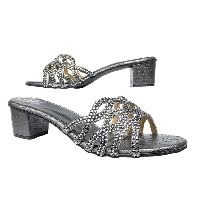 Nayla Statement Grey Block Heel Sandals