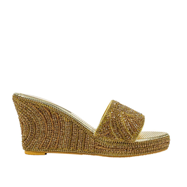 Handcrafted Gold Wedge Sandals
