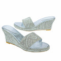 Silver Crystal Embellished Elegant Heel sandals Handcrafted Wedge