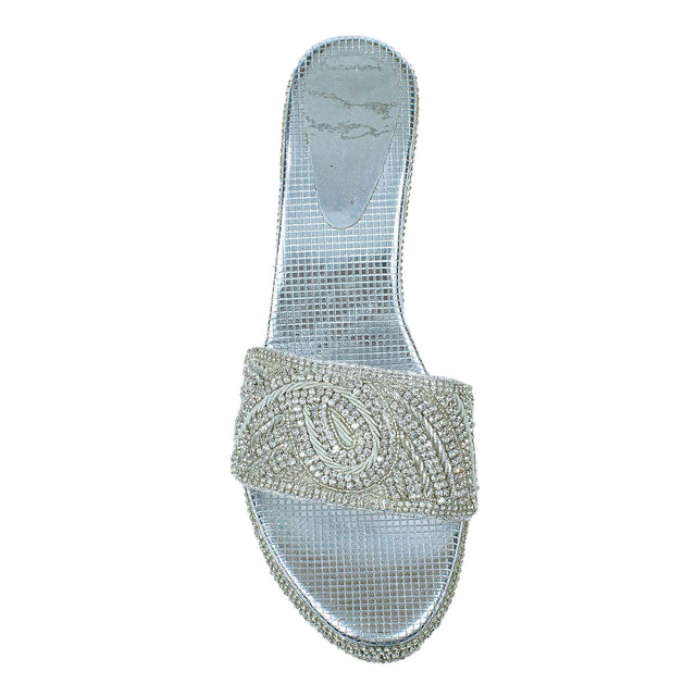 Silver Crystal Embellished Elegant Heel sandals Handcrafted Wedge