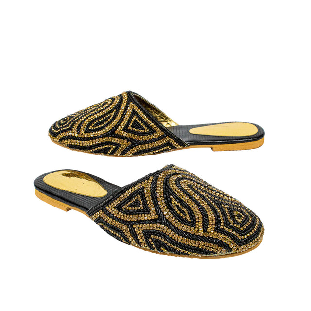 Couture-inspired Black Flat Slippers