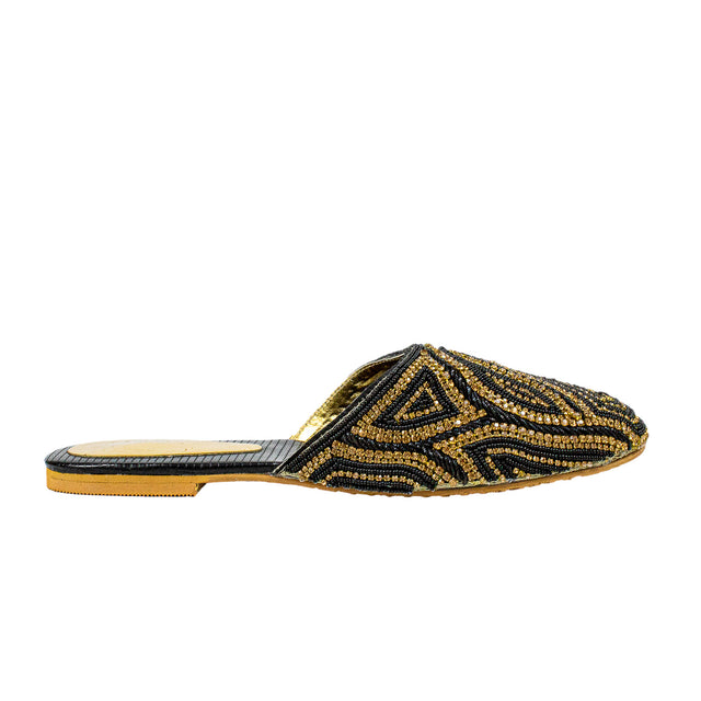 Couture-inspired Black Flat Slippers