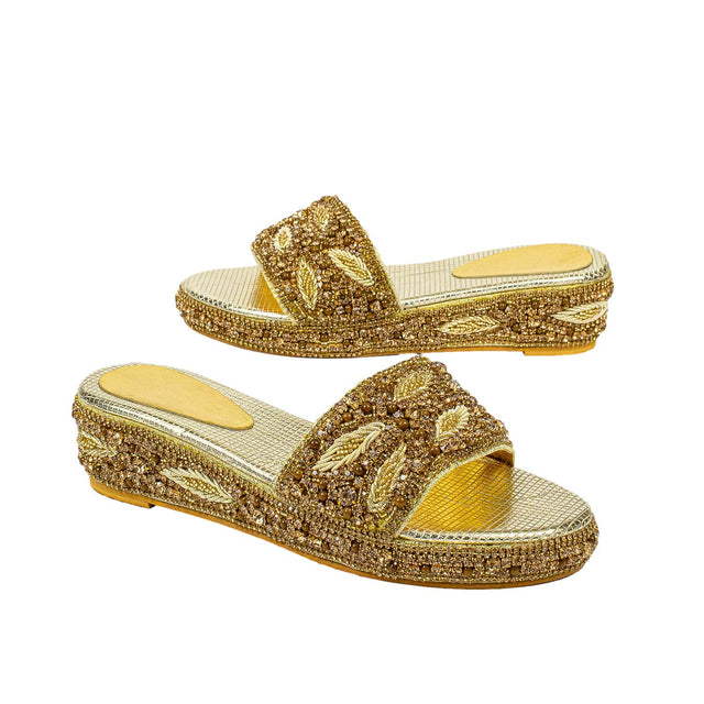 Handcrafted Gold Wedge Sandals