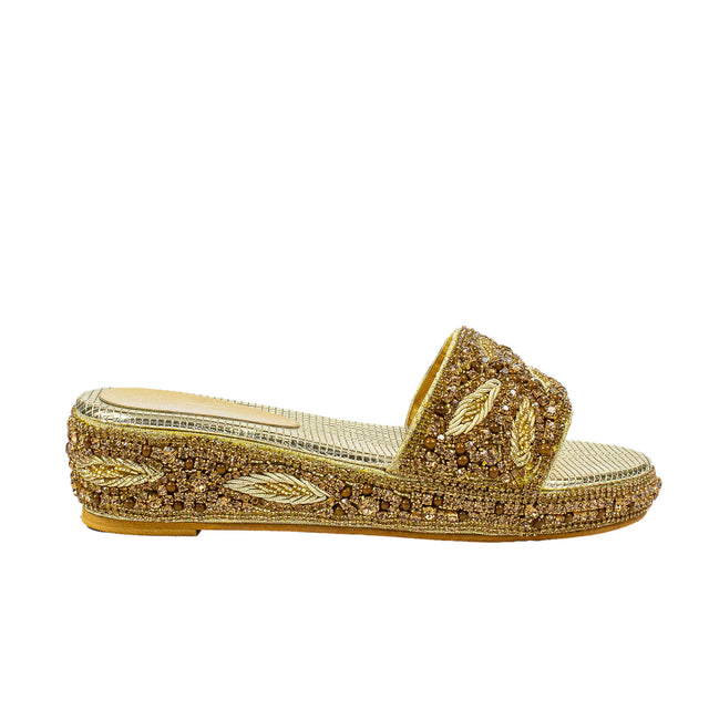 Handcrafted Gold Wedge Sandals
