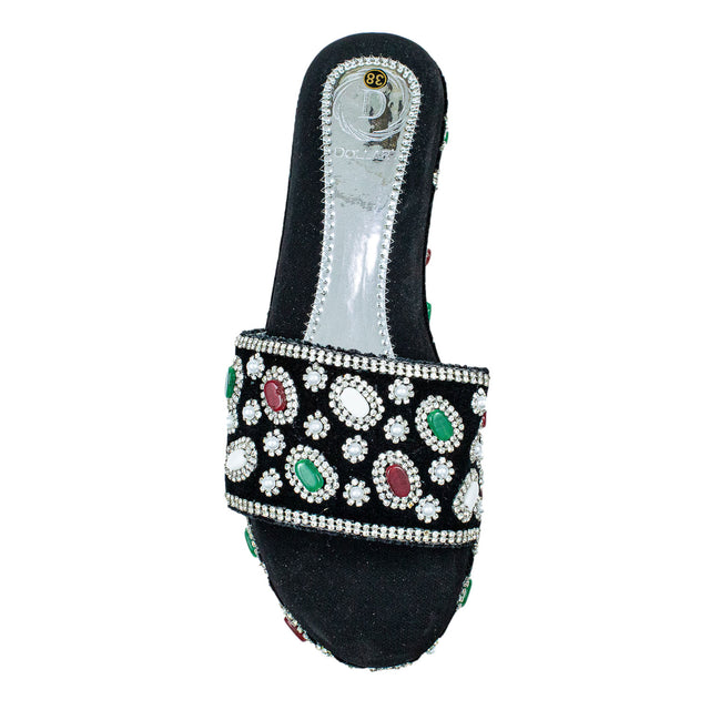 Silver Crystal Embellished Platform Wedge sandals Handcrafted Wedge