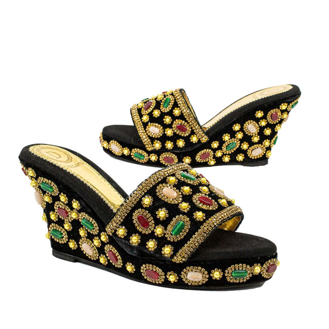 Handcrafted Gold Wedge Sandals