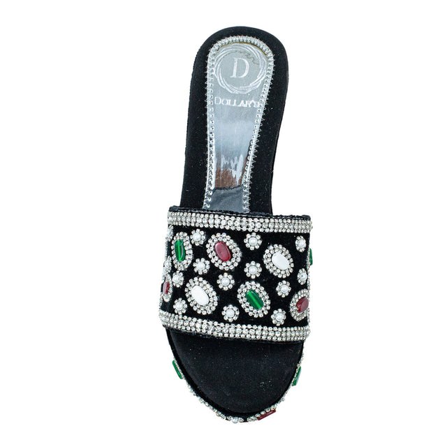 Silver Crystal Embellished Platform Wedge sandals Handcrafted Wedge