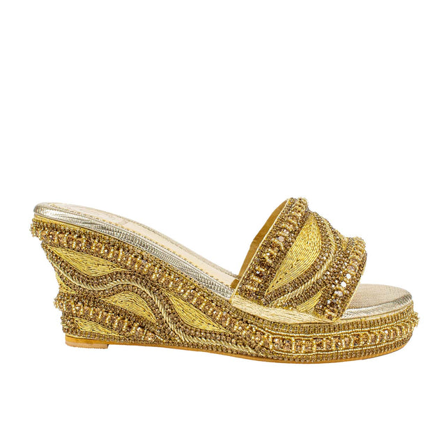 Handcrafted Gold Wedge Sandals