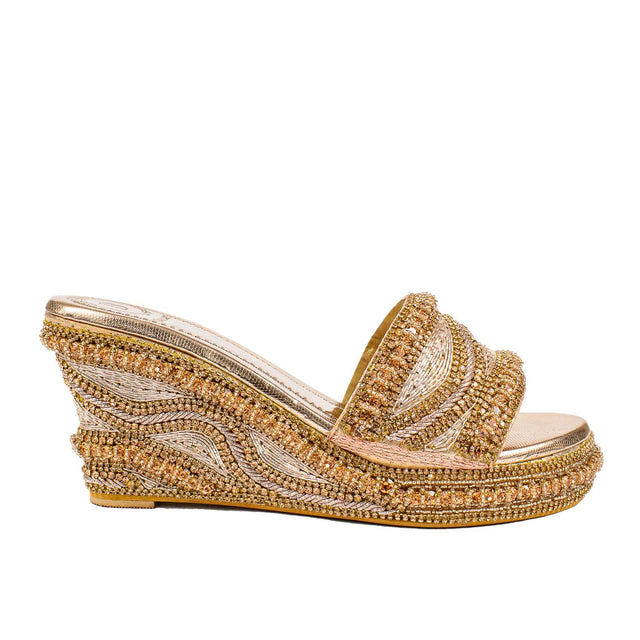 Rose Crystal Embellished Elegant Heel sandals Handcrafted Wedge